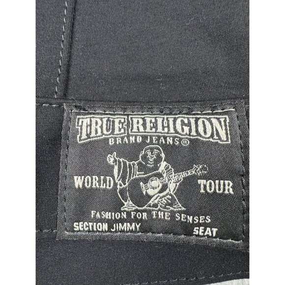 True Religion Womens Black stretch Denim Jacket Size S-M 90s Y2k Gothic Western - Picture 6 of 12